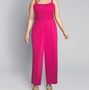 Lane Bryant Pink Jumpsuit with Shirred Top 18/20